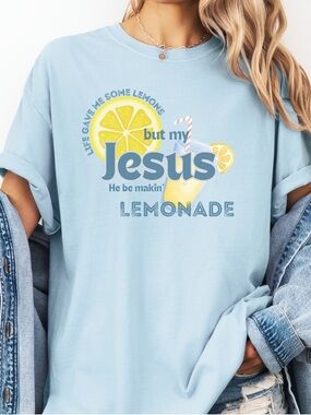 Light Blue 'But My Jesus' Lemonade Graphic Tee